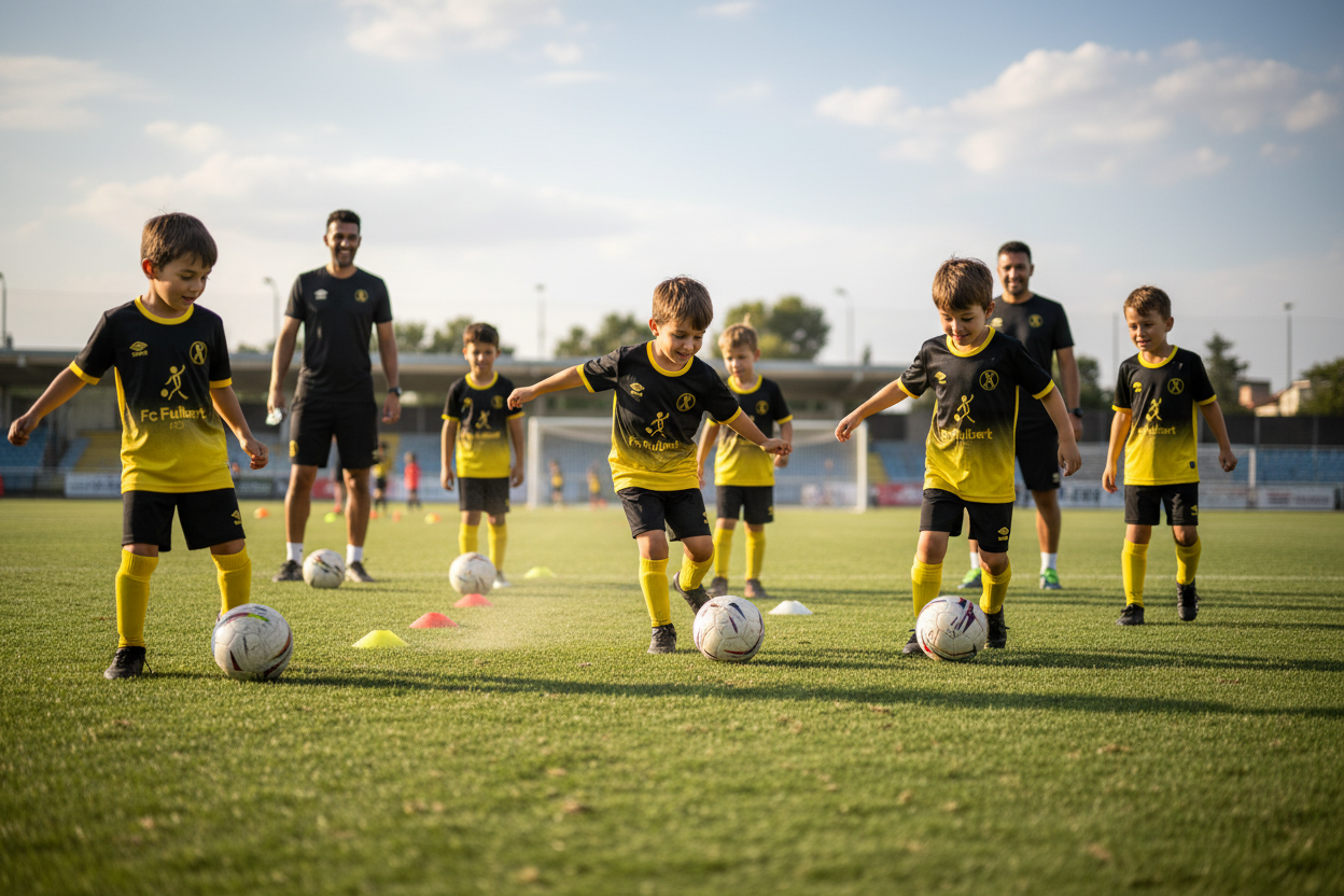 Enfants du FC Fulbert à l'entraînement de l'école de foot